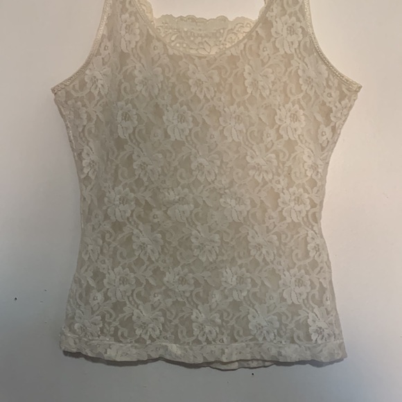 Vintage Y2K Off-White Lace Cami Top Bridal Festival Coquette Lingerie - Picture 6 of 7